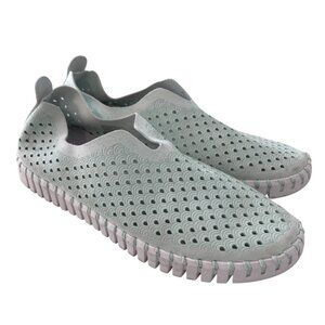 Ilse Jacobsen Tulip Slip On Loafers Size 40 Perforated Laser Cutout Light Mint